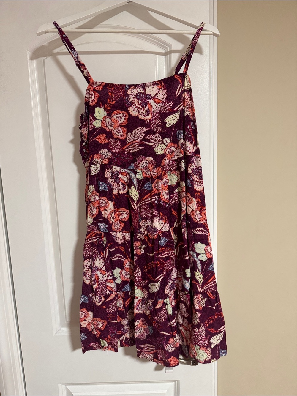 Old Navy Burgundy Floral Spaghetti-Strap Mini Dress